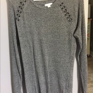 Scoopneck Lace Trim Sweater